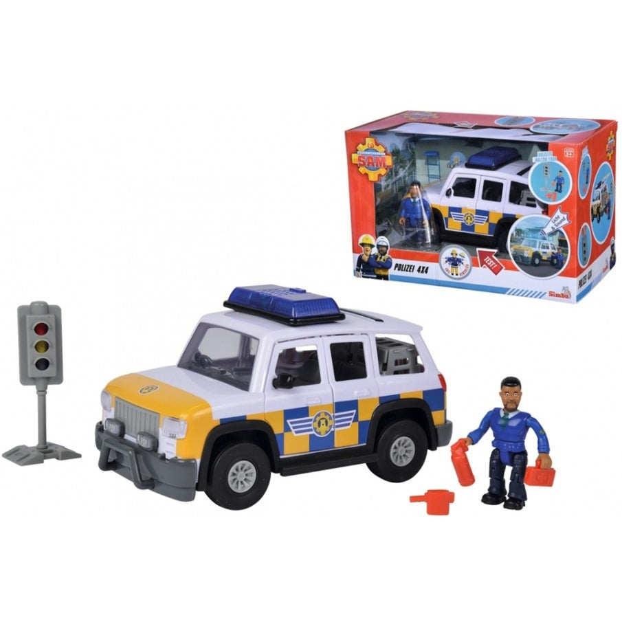 Simba Feuerwehrmann Sam Polizeiauto 4x4 mit Figur, Spielfahrzeug