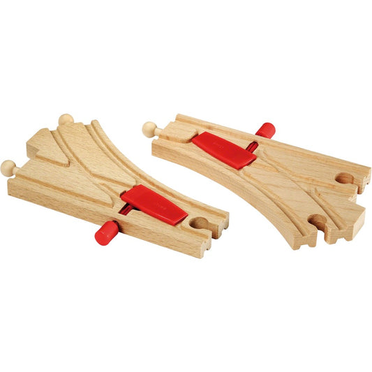 BRIO World Mechanisches Weichenpaar (L1, M1) (holz/rot)