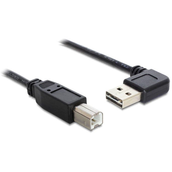 DeLOCK EASY-USB 2.0 Kabel, USB-A Stecker 90° > USB-B Stecker (schwarz, 0,5 Meter, rechts / links abgewinkelt)