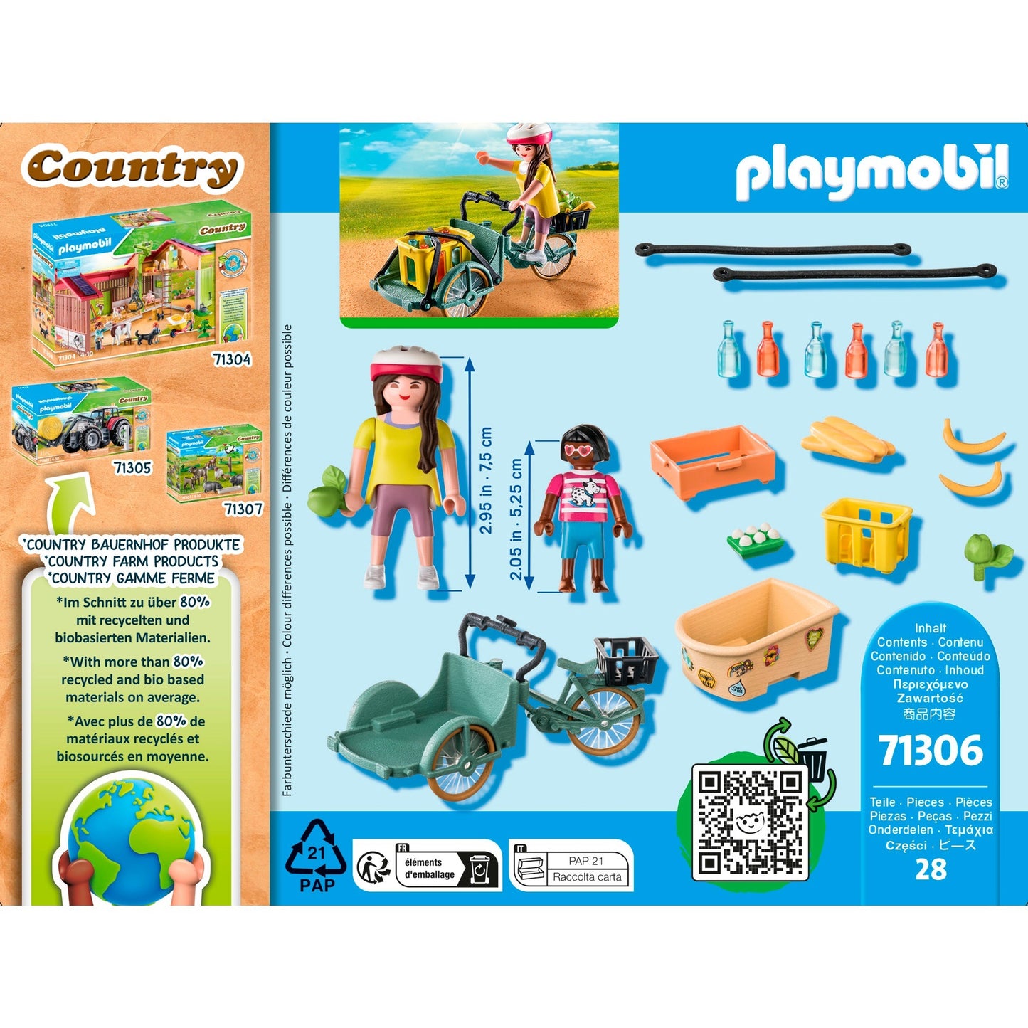 PLAYMOBIL 71306 Country Lastenfahrrad, Konstruktionsspielzeug