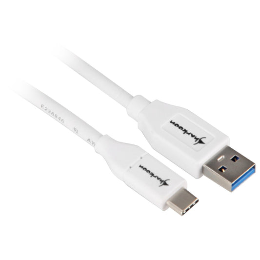 Sharkoon USB 3.2 Gen 2 Kabel, USB-A Stecker > USB-C Stecker (weiss, 1 Meter)