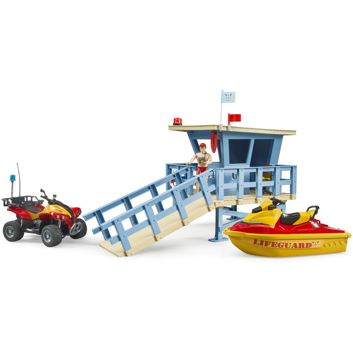 BRUDER bworld Life Guard Station mit Quad und Personal Water Craft