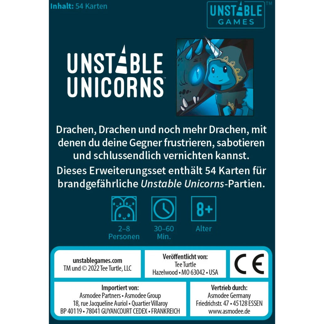 Asmodee Unstable Unicorns - Drachen Erweiterungsset, Kartenspiel