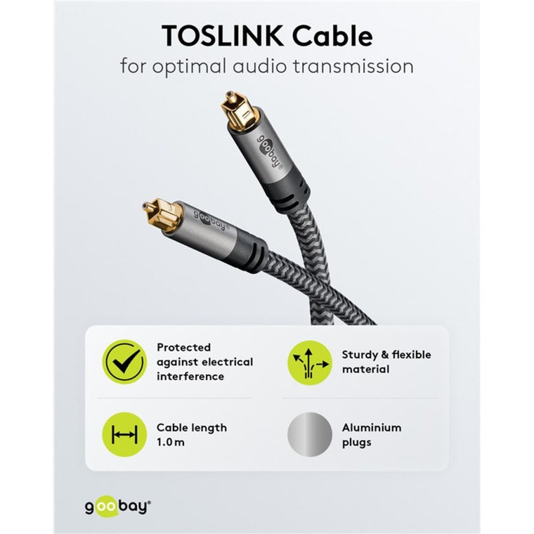 Goobay Plus Toslink-Kabel (schwarz/silber, 1 Meter)