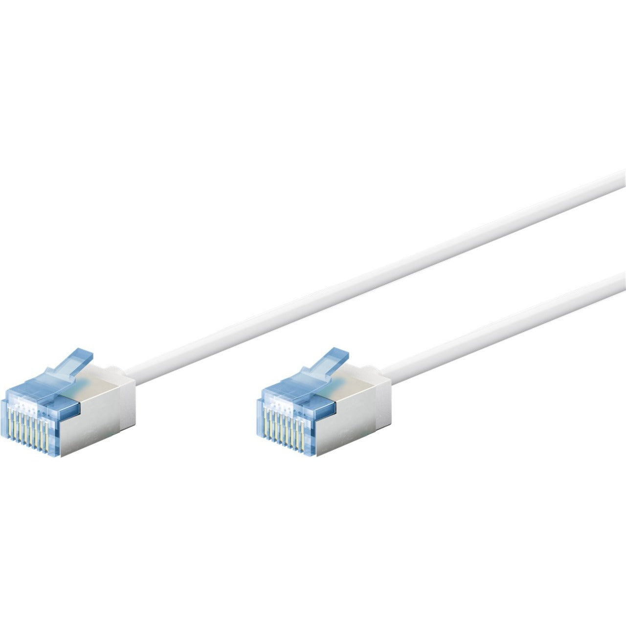 Goobay Ultraflexibles Cat.6a Patchkabel slim, U/FTP (weiss, 5 Meter, extrakurze Stecker)