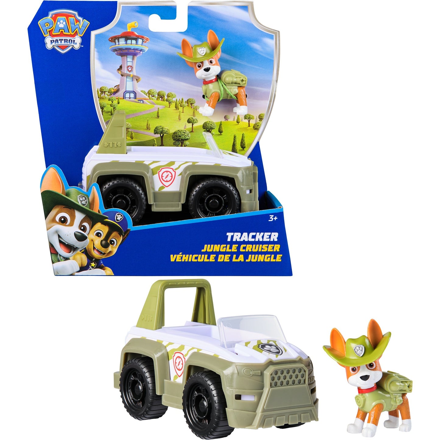 Paw Patrol - Dschungel Jeep mit Tracker Spielfigur, Spielfahrzeug