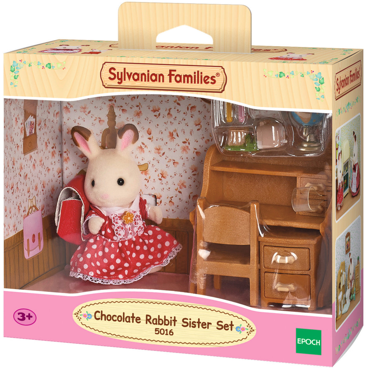 Sylvanian Families - Schokoladenhasen Schwester Schreibtisch Set, Konstruktionsspielzeug