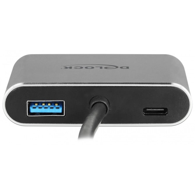 DeLOCK USB 3.2 Gen 1 Adapter, USB-C Stecker > USB-A + USB-C + HDMI + VGA Buchse (grau, 12cm, PD, Laden mit bis zu 87 Watt)