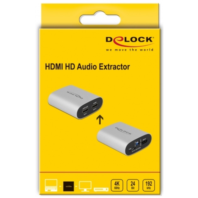 DeLOCK HDMI HD Audio Extractor 4K 60 Hz zu HDMI mit eARC (silber)