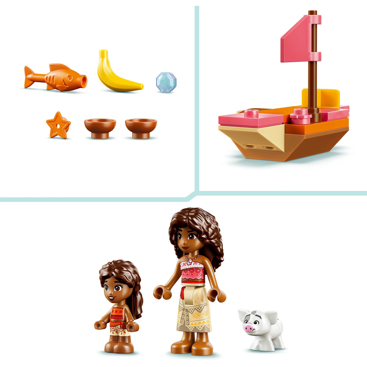 43282 Disney Princess Vaianas Hütte und Boot, Konstruktionsspielzeug
