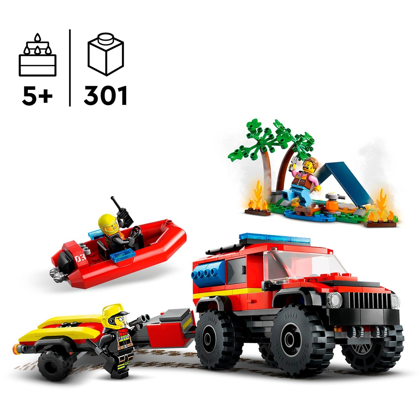 LEGO 60412 City Feuerwehrgeländewagen mit Rettungsboot, Konstruktionsspielzeug