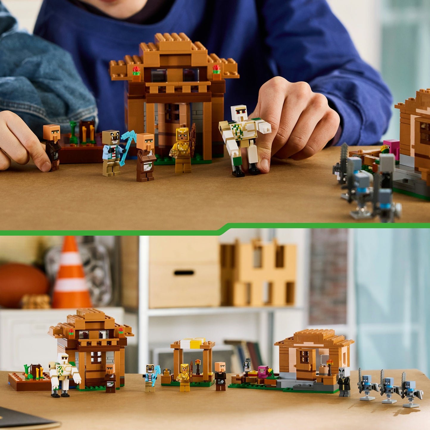 21596 Minecraft Angriff des Magiers auf das Dorf, Konstruktionsspielzeug