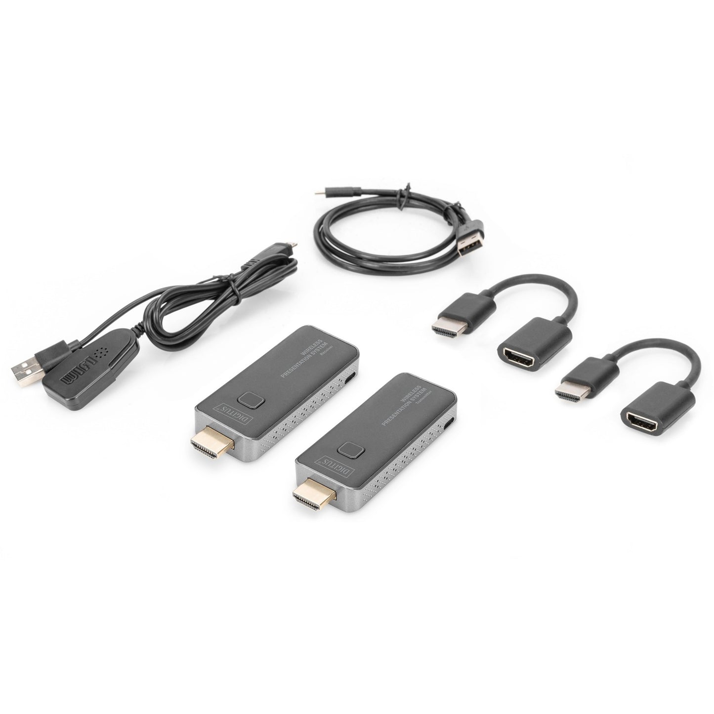 Digitus Click & Present Mini - Wireless DS-55319, HDMI Verlängerung (schwarz/silber, Sendeeinheit + Empfängereinheit)