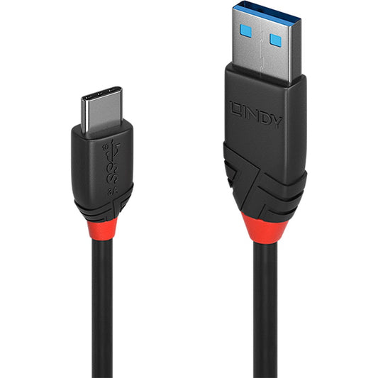 Lindy USB 3.2 Gen 2 Kabel Black Line, USB-A Stecker > USB-C Stecker (schwarz, 0,5 Meter)