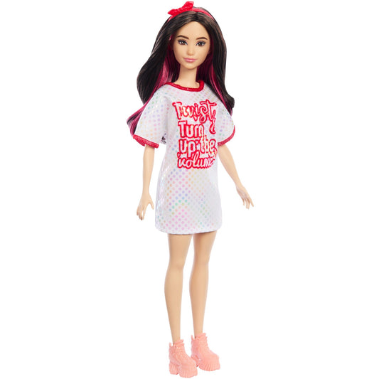 Barbie Barbie Fashionistas-Puppe mit weissem T-Shirt-Kleid