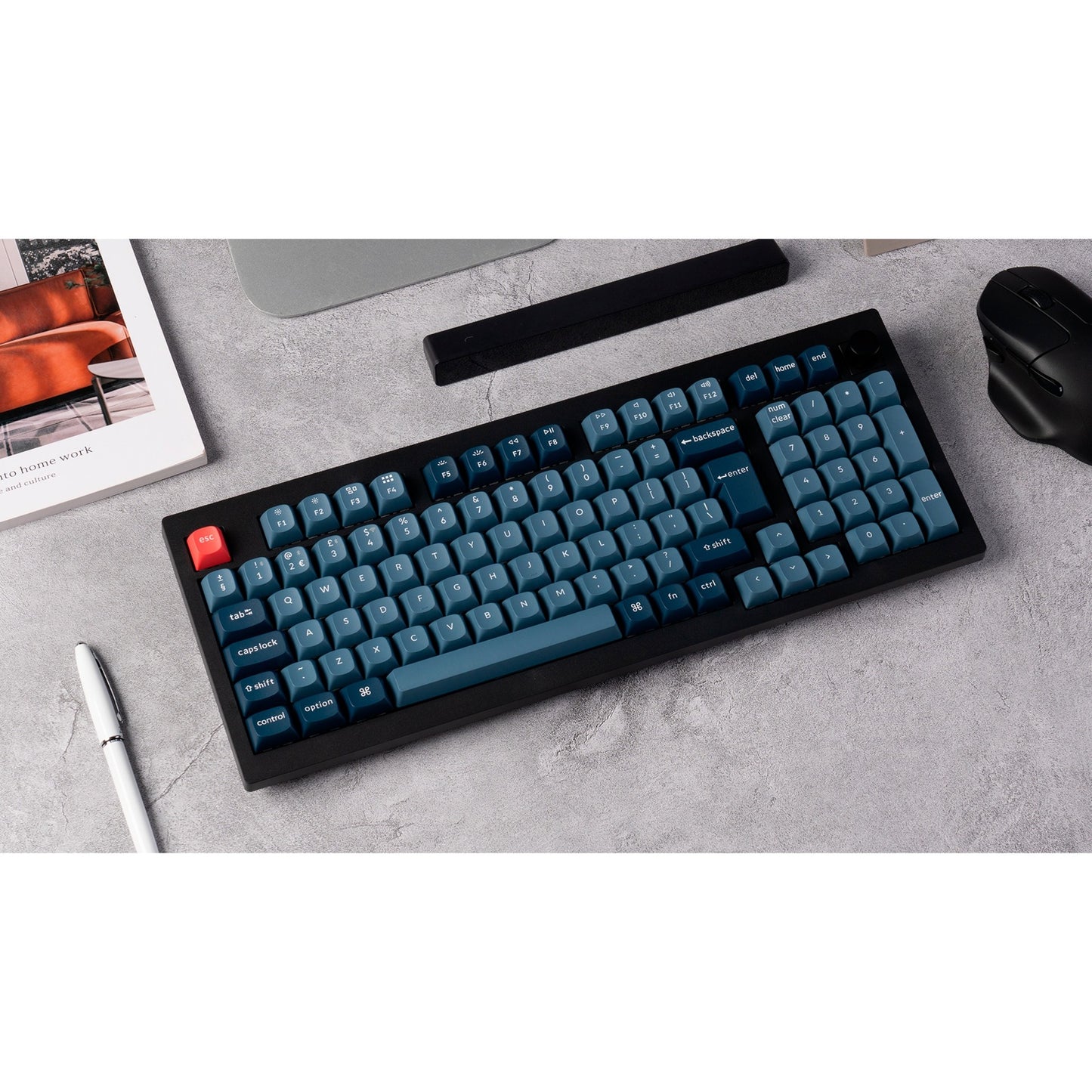 Keychron V5 Max (schwarz/blaugrau, DE-Layout, Gateron Jupiter Banana, Hot-Swap, RGB)