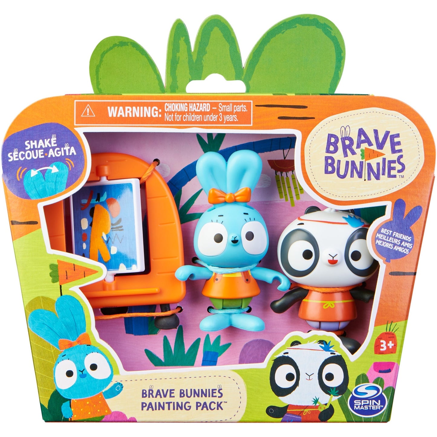 Spinmaster Brave Bunnies - Malen mit Boo Hase und Panda (mit 2 Actionfiguren und 1 Leinwand als Zubehör, Spielzeug für Kinder ab 3 Jahren, Basic Figuren Set)