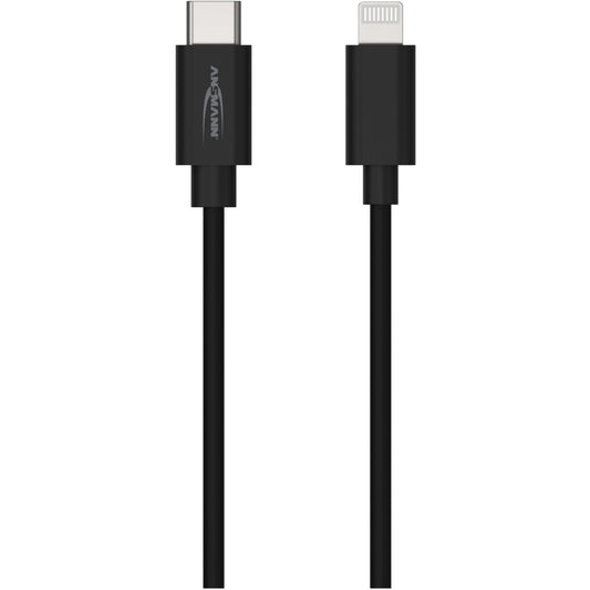 Ansmann USB 2.0 Adapterkabel, USB-C Stecker > Lightning Stecker (schwarz, 1,2 Meter, Laden mit bis zu 60 Watt)