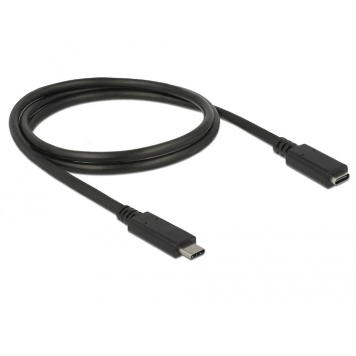 DeLOCK USB 3.2 Gen 1 Verlängerungskabel, USB-C Stecker > USB-C Buchse (schwarz, 1 Meter, SuperSpeed)