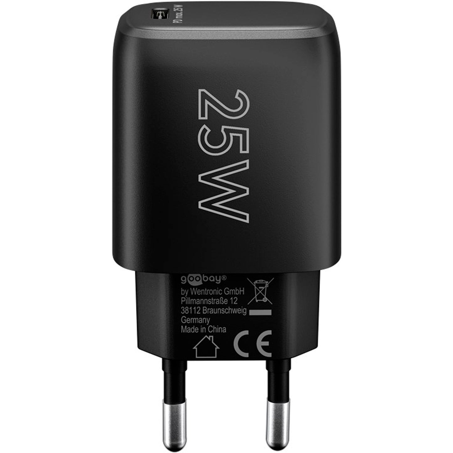 Goobay USB-C PD GaN Schnellladegerät 25 Watt (schwarz, Power Delivery 3.0)