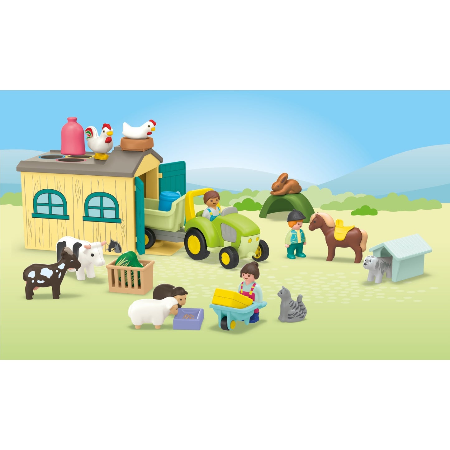 Playmobil 71656 Junior: Bauernhof-Abenteuer mit Traktor, Anhänger und tierischen Freunden