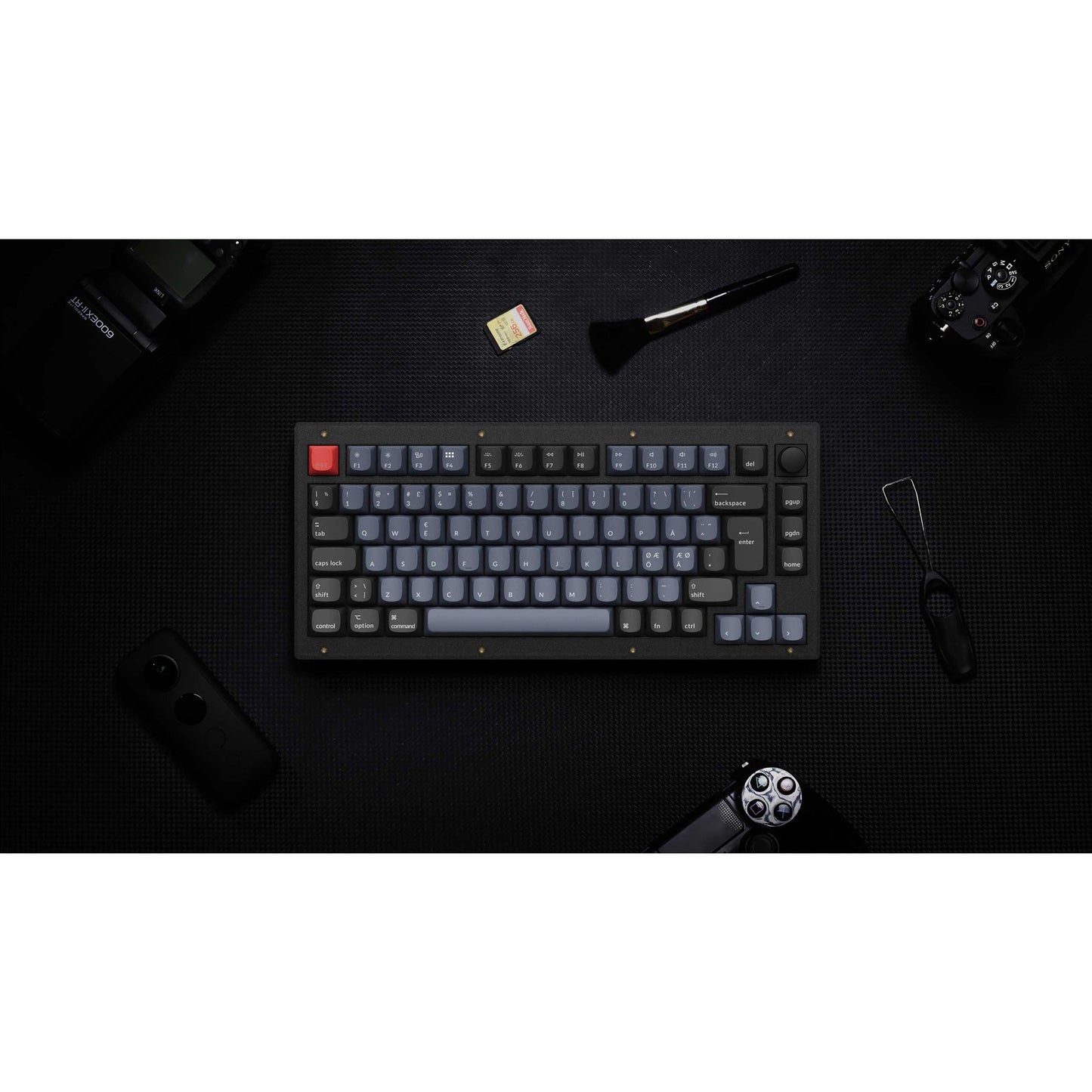 Keychron V1 Knob (schwarz/blaugrau, DE-Layout, Keychron K Pro Red, Hot-Swap, RGB, PBT)