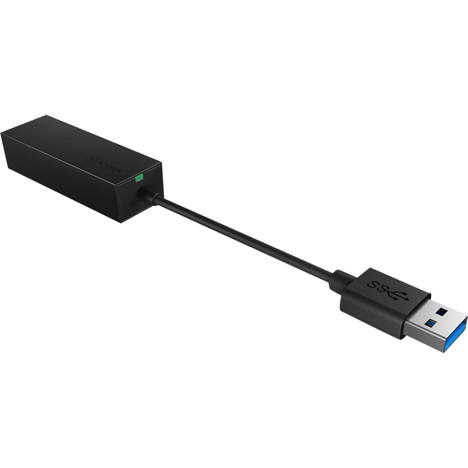 Icy Box USB 3.2 Gen 1 Adapter IB-AC501a, USB-A Stecker > RJ-45 Buchse (schwarz, Gigabit Ethernet)