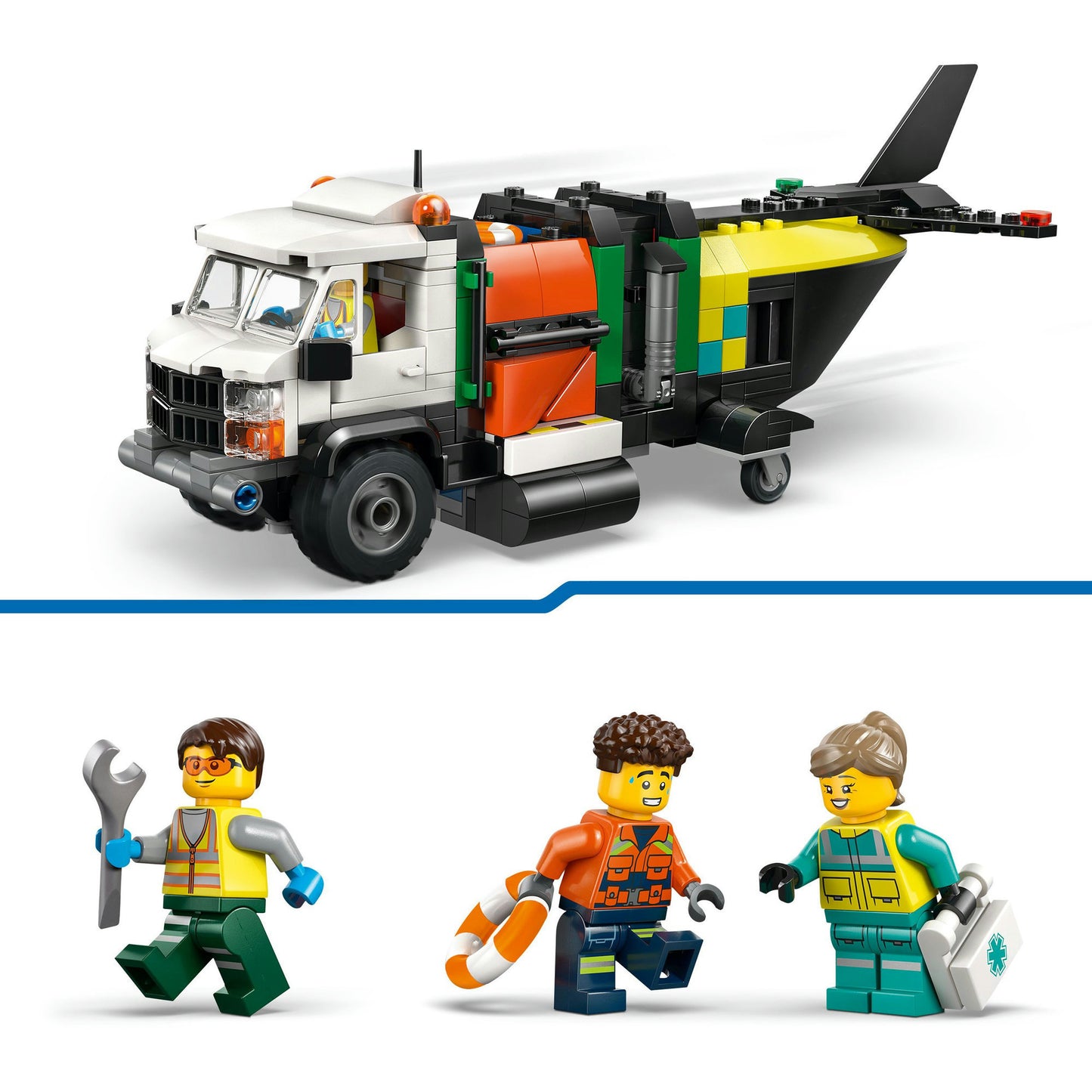 60505 City Kombinationsset mit Flugzeug, Wartungsfahrzeug und Luftkissenboot, Konstruktionsspielzeug