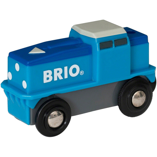 BRIO Blaue Frachtlok mit Batterie (blau/weiss)