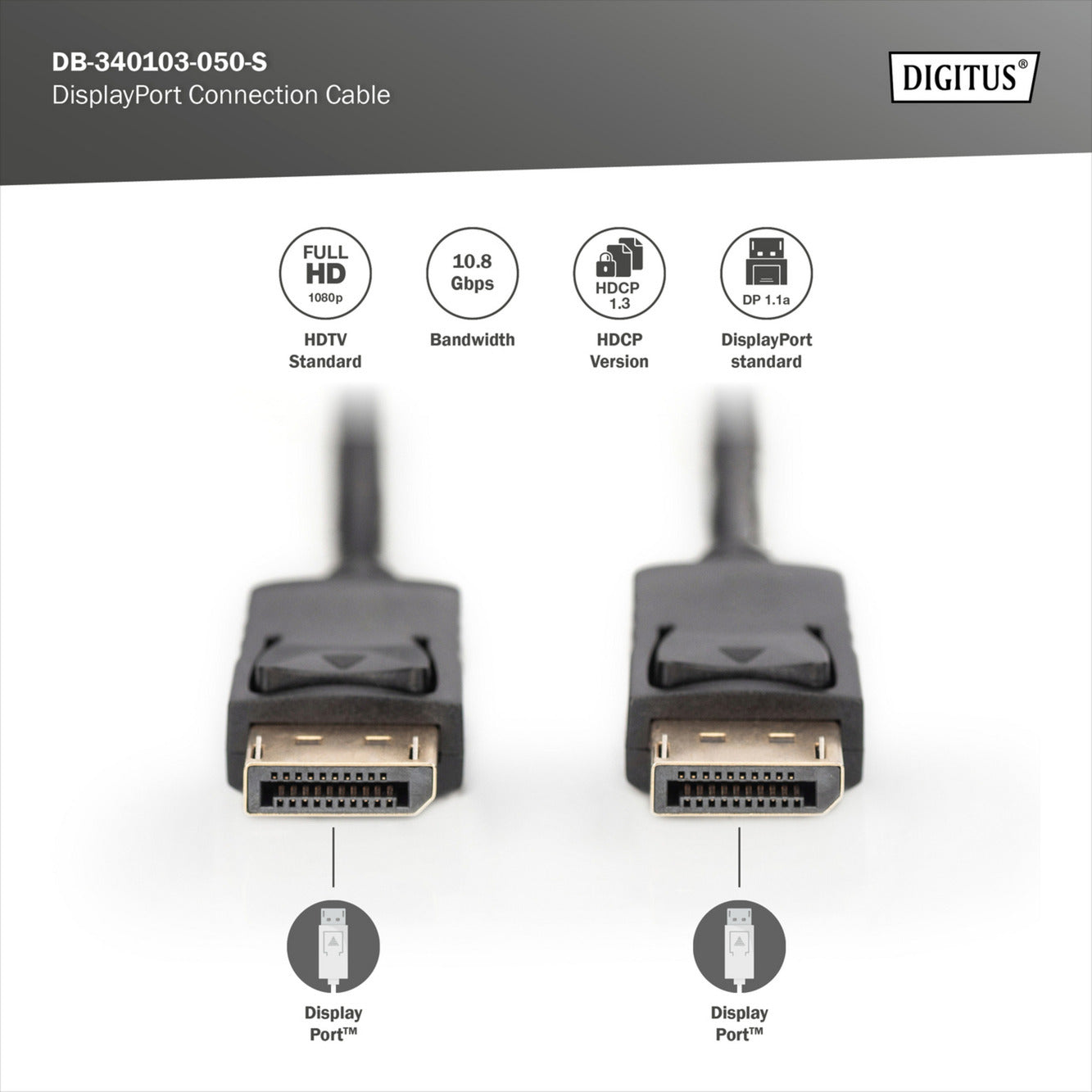 DisplayPort Anschlusskabel, Full HD 1080p