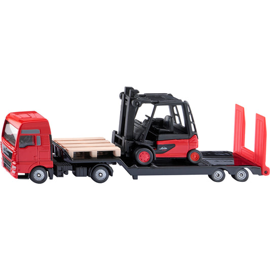 SUPER MAN Lkw mit Linde Gabelstapler, Modellfahrzeug