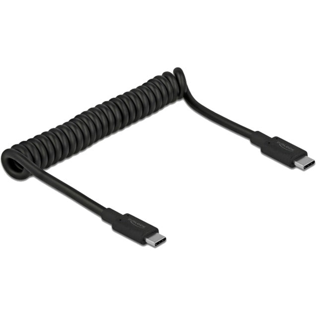 DeLOCK USB 3.2 Gen 2 Spiralkabel, USB-C Stecker > USB-C Stecker (schwarz, 1,2 Meter, PD)