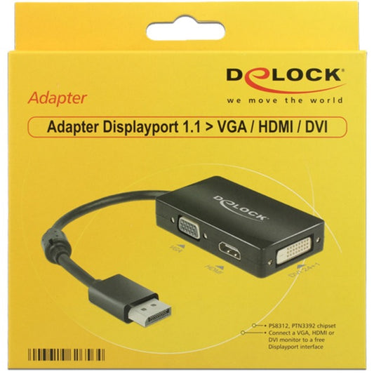 DeLOCK Adapter Displayport > VGA/HDMI/DVI-D (schwarz, 16 cm)