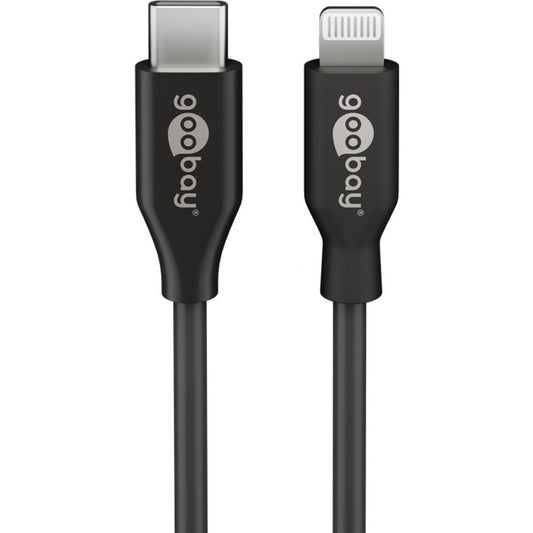 Goobay USB 2.0 Adapterkabel, USB-C Stecker > Lightning Stecker (schwarz, 1 Meter, PD, Laden mit bis zu 87 Watt)