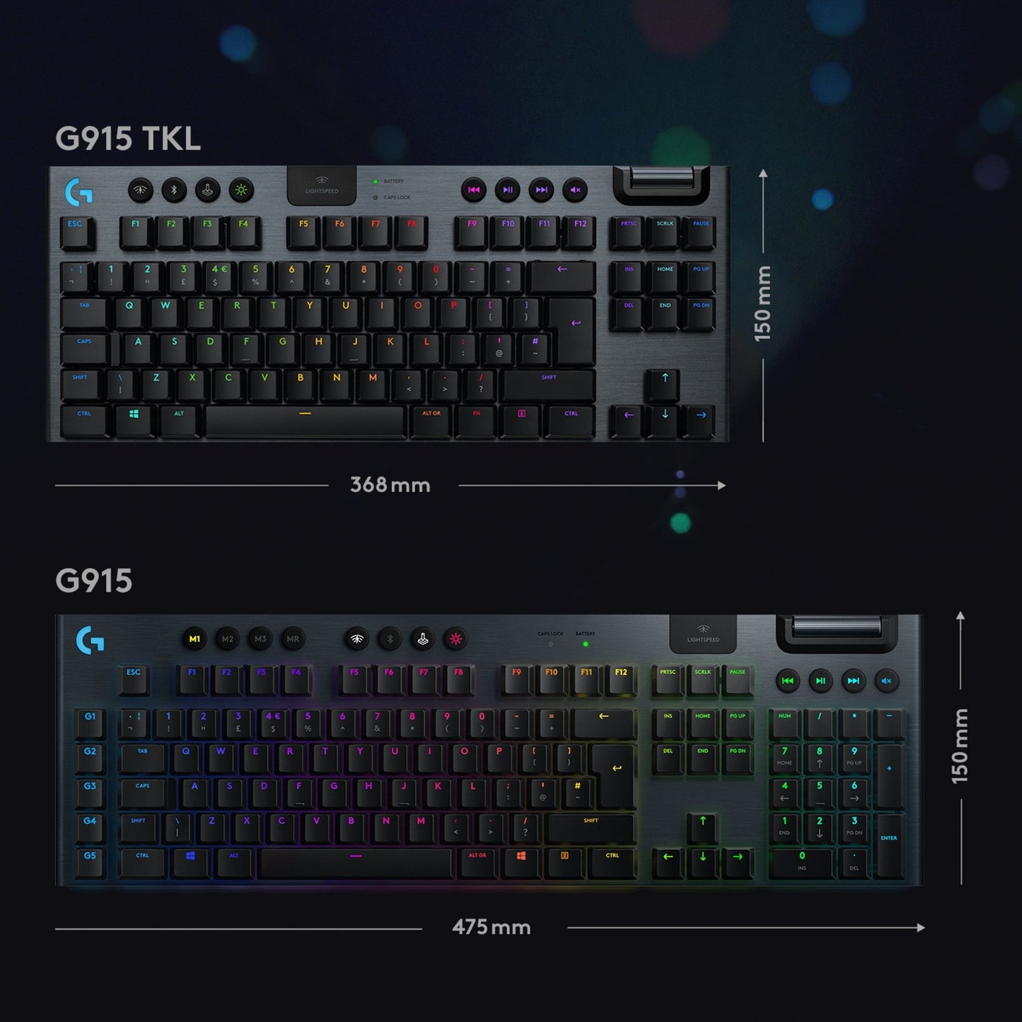 Logitech G915 TKL (schwarz, DE-Layout, GL Tactile, LIGHTSPEED)