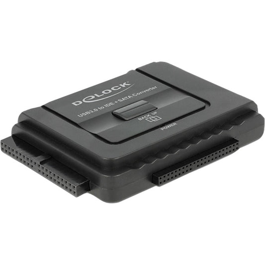 DeLOCK USB 3.2 Gen 1 Konverter, USB-A Stecker > SATA 22P + IDE 40P + IDE 44P Buchse (schwarz, mit Backup Funktion)