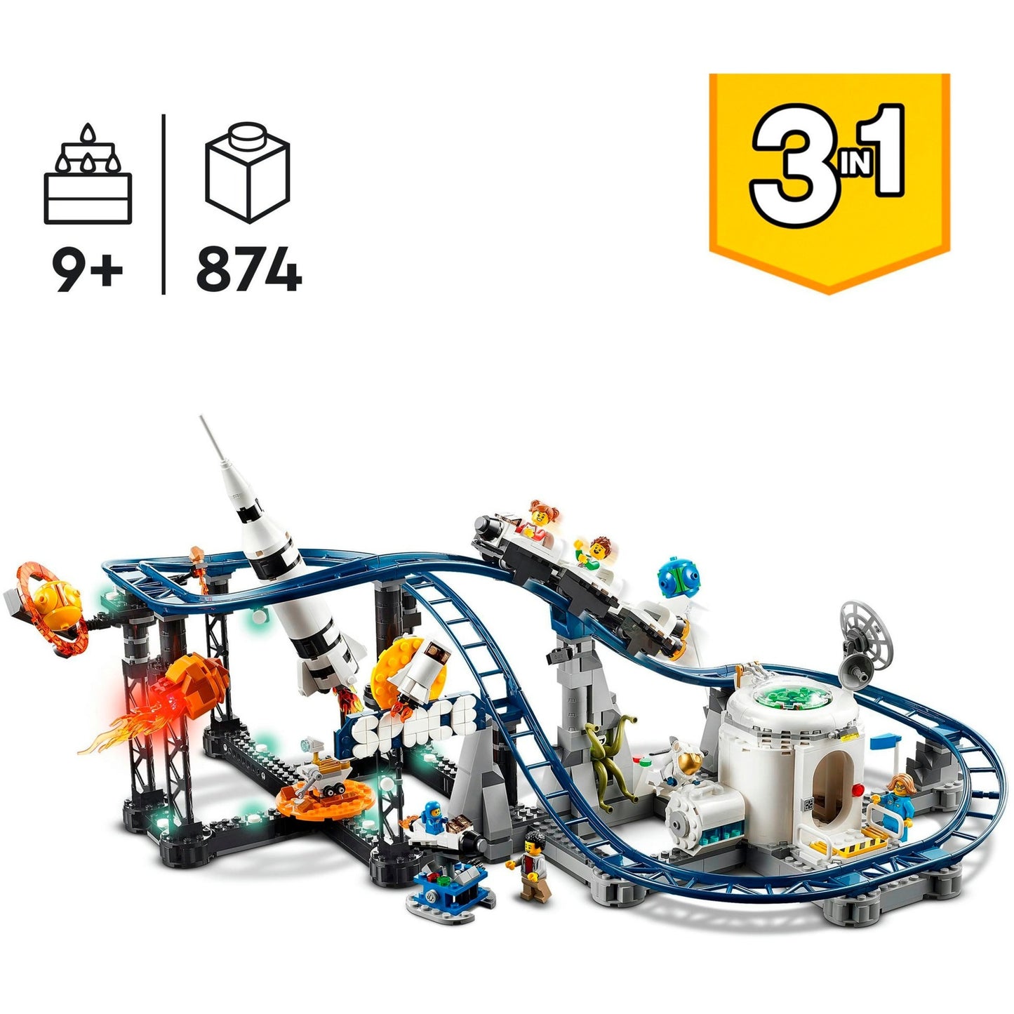 LEGO 31142 Creator 3-in-1 Weltraum-Achterbahn, Konstruktionsspielzeug