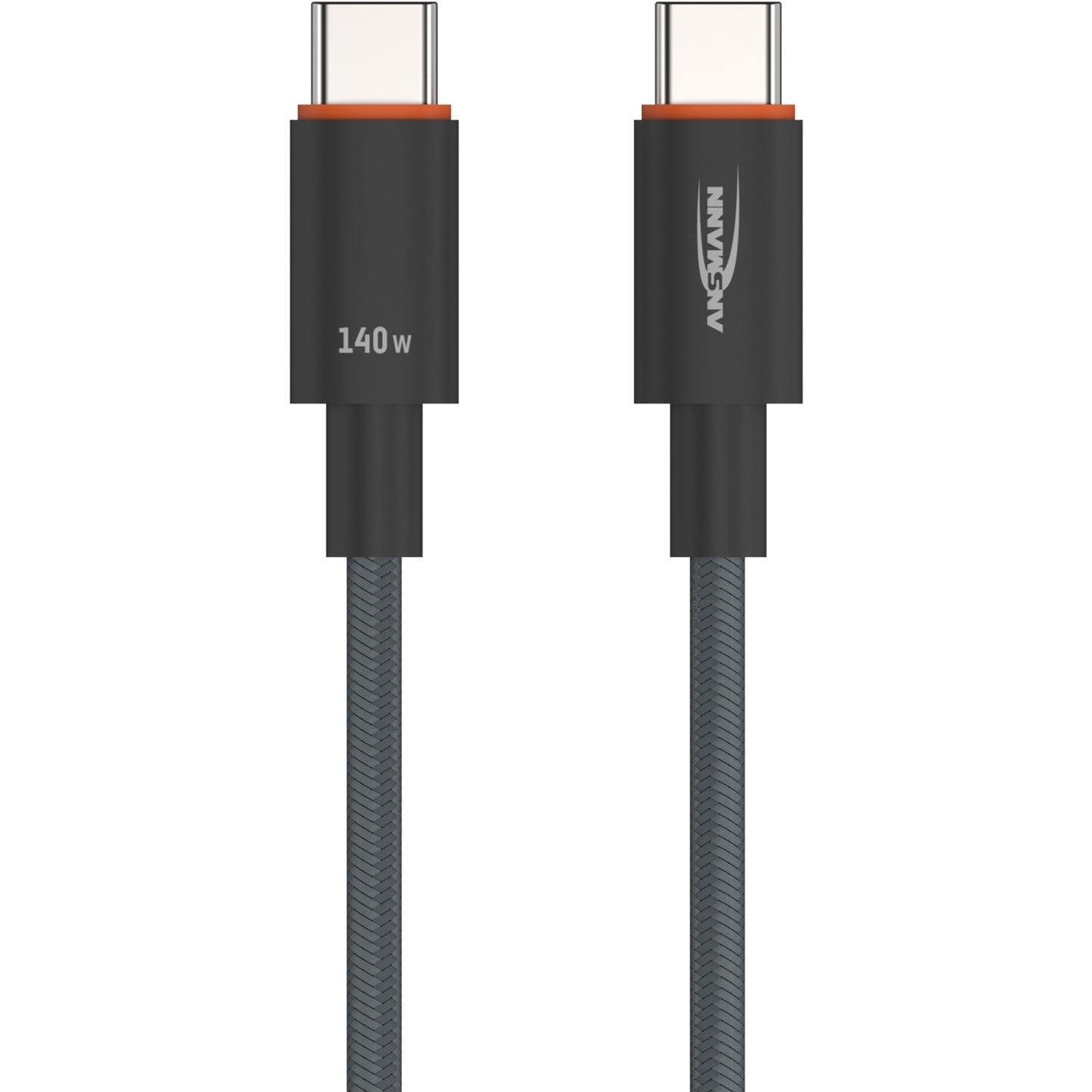 Ansmann USB 2.0 Kabel, USB-C Stecker > USB-C Stecker (anthrazit, 60cm, PD 3.1, Laden mit bis zu 140 Watt, gesleevt)