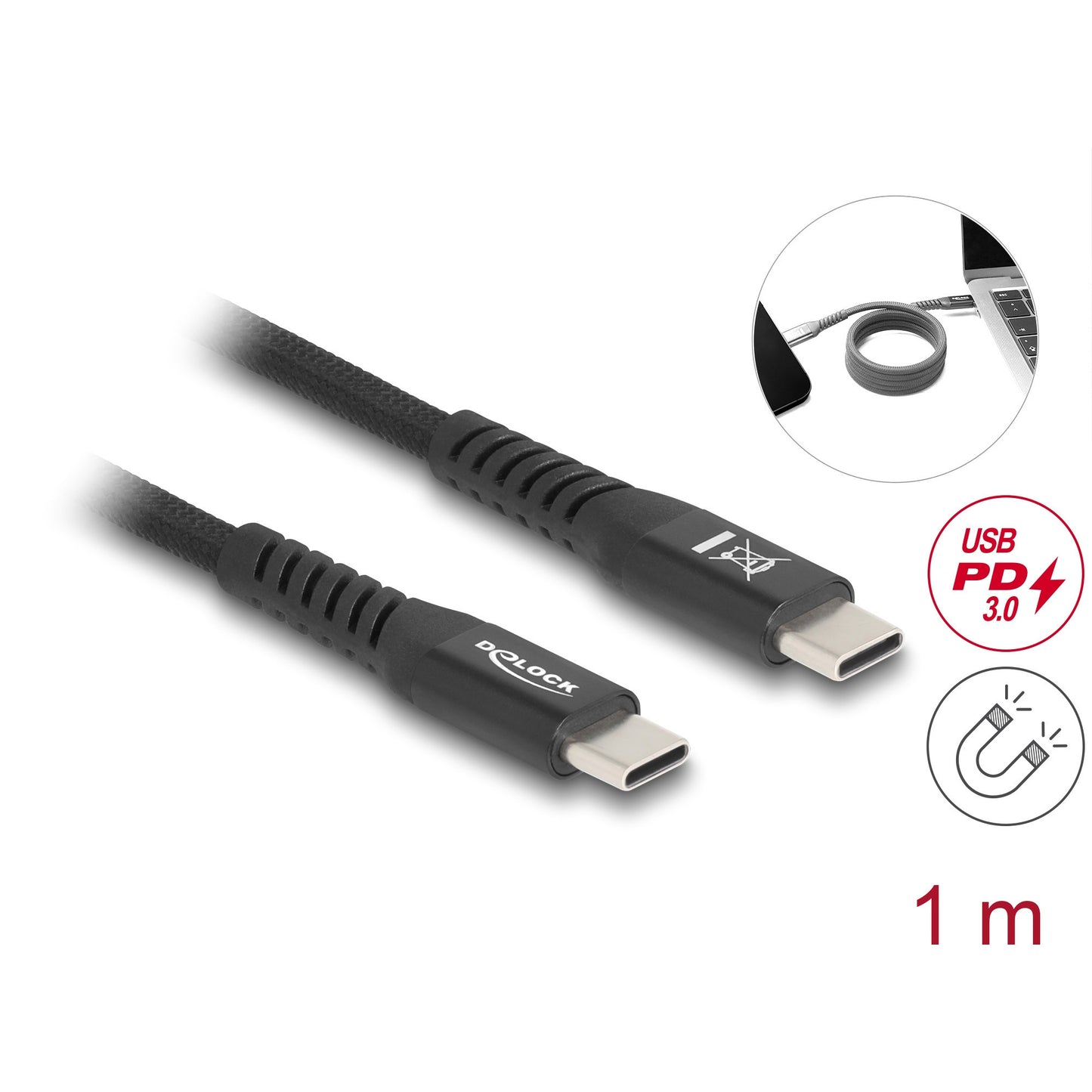 USB-C 2.0 Kabel mit magnetischer Textilummantelung