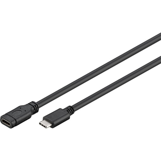 Goobay USB 3.2 Gen 1 Verlängerungskabel, USB-C Stecker > USB-C Buchse (schwarz, 1 Meter, SuperSpeed, Laden mit bis zu 4,5 Watt)