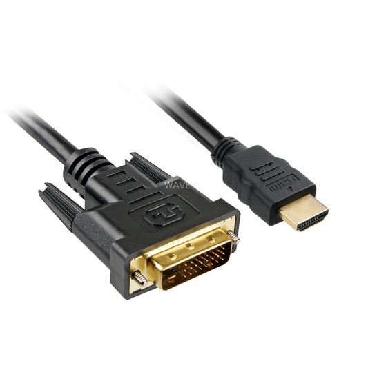 Sharkoon Adapterkabel HDMI > DVI-D (schwarz, 2 Meter, Dual Link, 24+1)