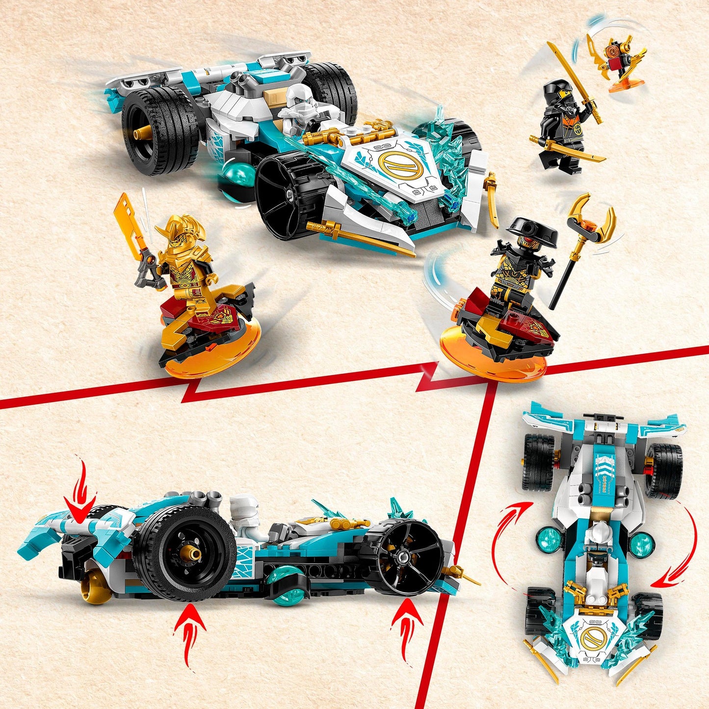 LEGO 71791 Ninjago Zanes Drachenpower-Spinjitzu-Rennwagen, Konstruktionsspielzeug