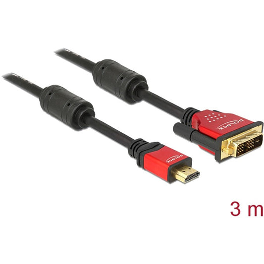 DeLOCK Adapterkabel High Speed HDMI A (Stecker) > DVI (Stecker) (schwarz, 3 Meter)