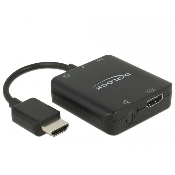 DeLOCK Adapter HDMI Stecker > HDMI + TOSLINK S/PDIF + 3,5mm Klinkenbuchse (schwarz, Audio Extractor)