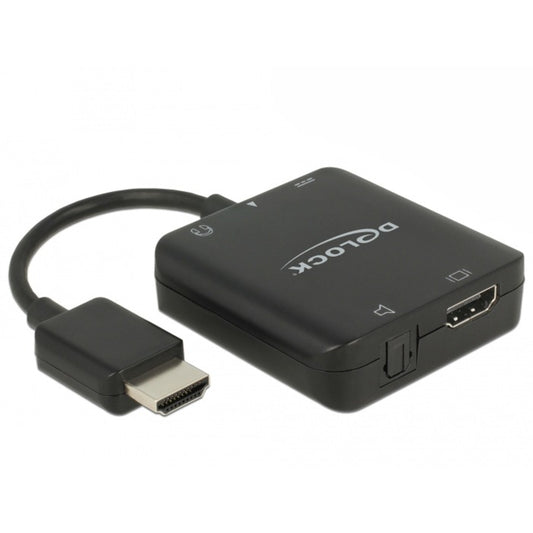 DeLOCK Adapter HDMI Stecker > HDMI + TOSLINK S/PDIF + 3,5mm Klinkenbuchse (schwarz, Audio Extractor)