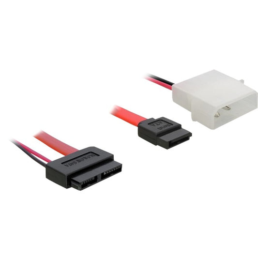 DeLOCK Adapterkabel SATA Slimline > SATA 7 Pin + 2 Pin (rot/schwarz, 30cm)