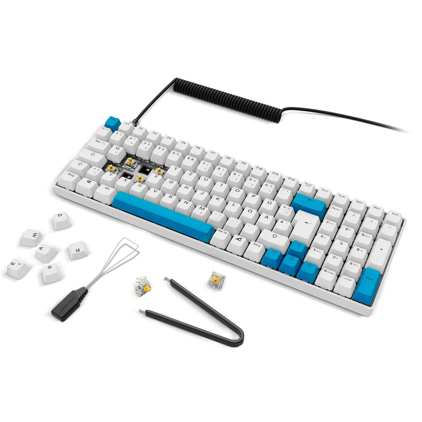 Sharkoon SKILLER SGK50 S2 PBT (weiss, DE-Layout, Gateron G Pro 3.0 Yellow)