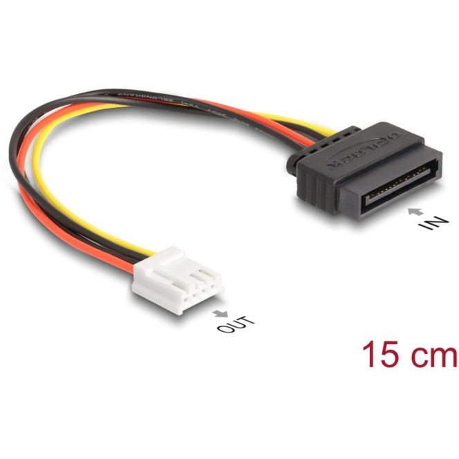 DeLOCK Strom-Adapterkabel SATA 15 Pin Stecker > 1x Floppy 4 Pin Buchse (15cm)