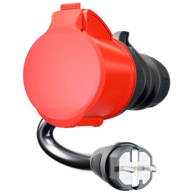 go-e Adapter für Gemini flex 22 kW, CEE rot Drehstrom 32A > Haushaltssteckdose (schwarz, 30cm)