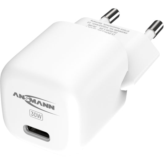 Ansmann Home Charger HC130PD-mini, 30 Watt (weiss, 1x USB-C, GaN, PowerDelivery, Multisafe-Technologie)